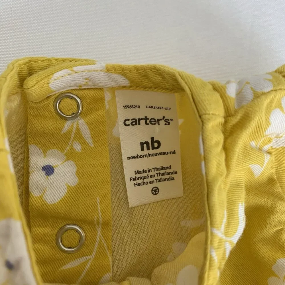 Carters Jumpsuit Romper Baby Girl Newborn‎ Yellow Floral Play Boho Cute Colorful